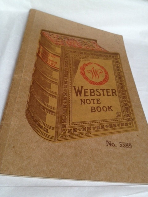 Vintage school notebook - Early 1900s Webster note book, No. 5599 - excellent cond.