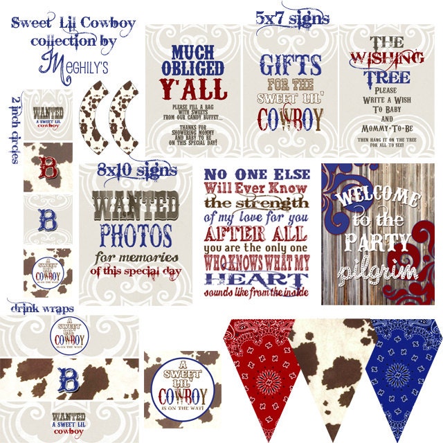 Sweet Lil Cowboy Baby Shower DIY Printables Il_570xn