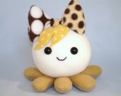 Rockabilly octopus toy with plush yellow polka dot bow