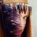Ostrich black feather ,vintage multicolouerd brass beads headpiece