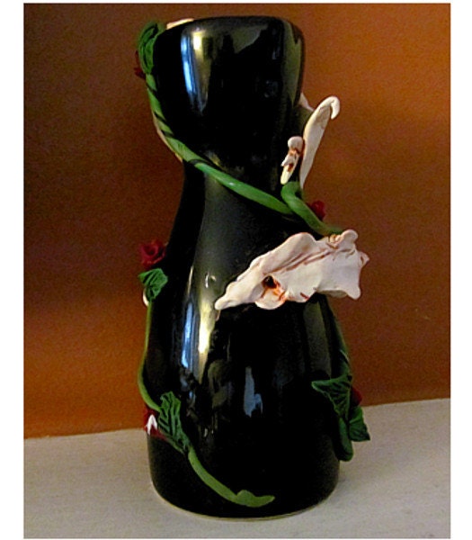 Sculpture Dragon Fantasy Art Black Bud Vase