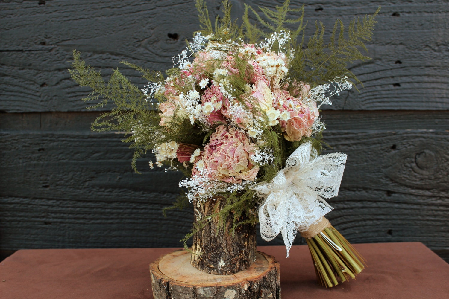 Romantic Country Wedding Bouquet, Bridal Bouquet, Farmhouse Bouquet, Dried Flower Bouquet, Blush and Pink Peony Bouquet with Wild Flowers