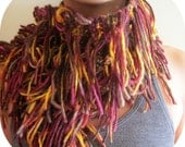 Handmade knitted scarf, multicolor, with multi strands, cozy, warm - YanasKnitting