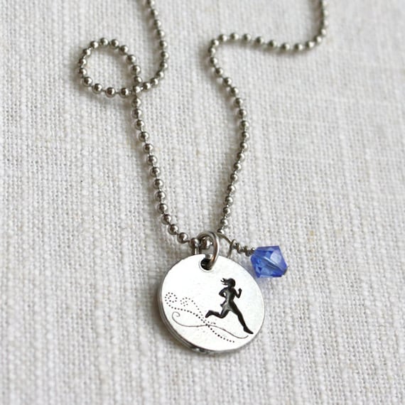 Run Like the Wind, Running Girl Necklace with Bead - ShineOnSportyGirl Run Like the Wind, Running Girl Necklace with Bead - ShineOnSportyGirl