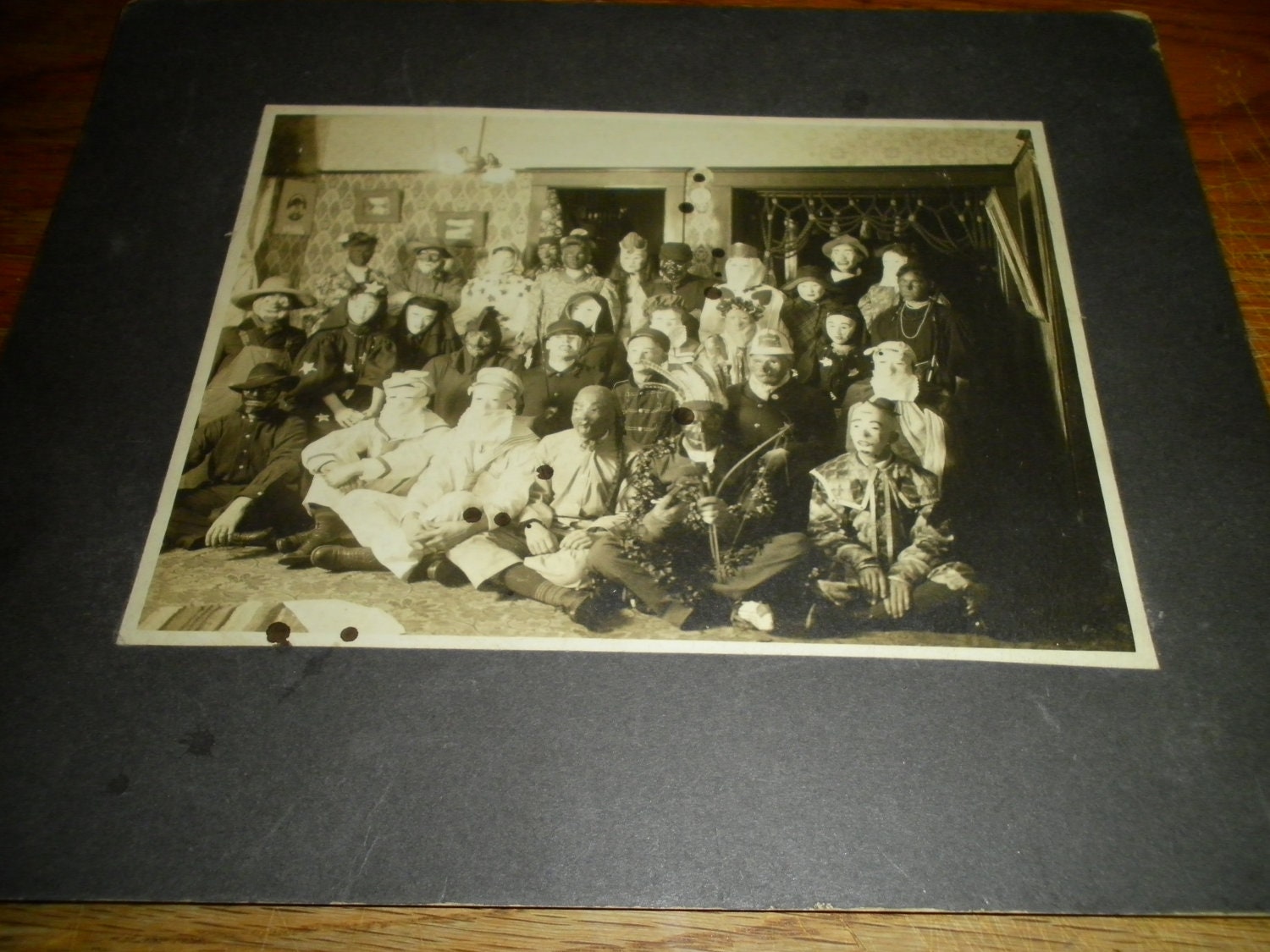 Rare Macabre Cabinet Card Photo of Scary Spooky Halloween Costume Party Circa 1890-1900