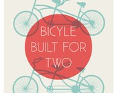 Tandem Bicycle Print, Mid Century Style - Color Choice