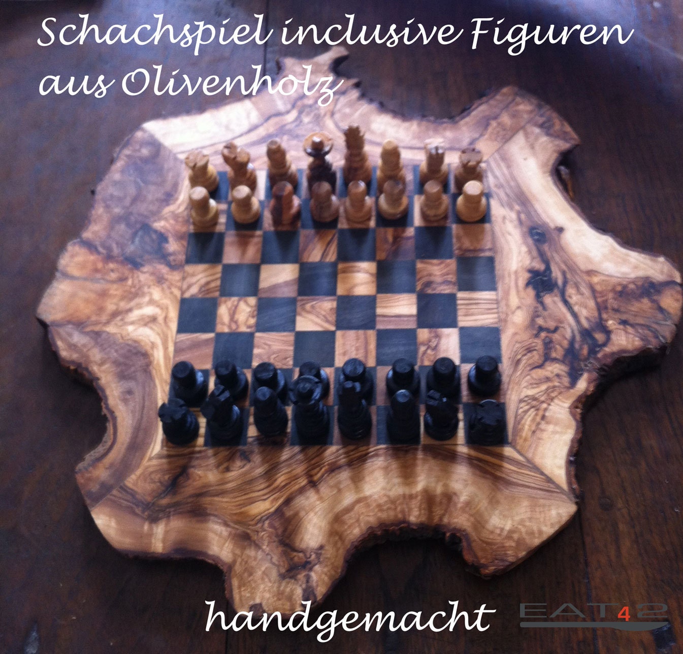 Olive wood chess board/set  game inclusive figures, perfect Christmas gift