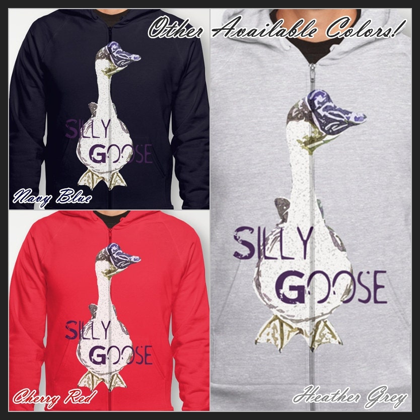 Goose (Geese) Graphic Print Zip-up Hoodie - "Silly Goose"