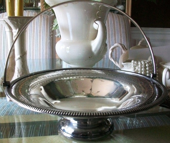 Antique Silverplate Bridal Basket Martin Hall c1850s