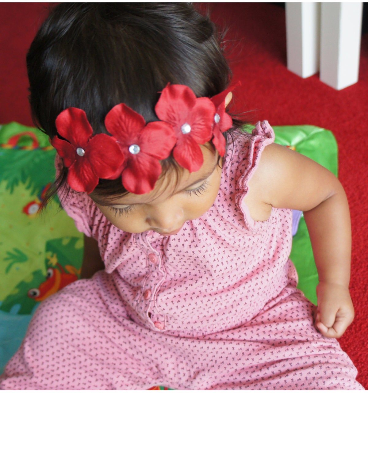 Red Hydrangea Silk Flower Headband, Baby Headband, Baby Girl Headbands, Newborn Headband, Women Headband
