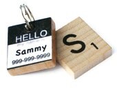 HELLO My Name Is - Damask Scrabble Dog ID Tag