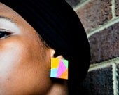 Square Neon Colorblock Earrings