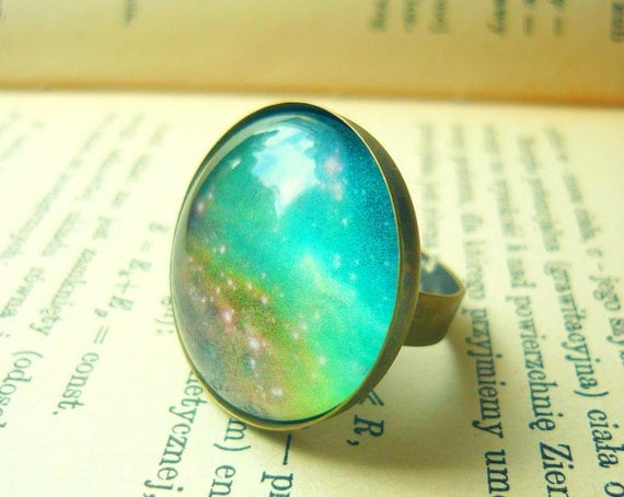 Retro Space, Galaxy Ring - Free Shipping - Made to order :)