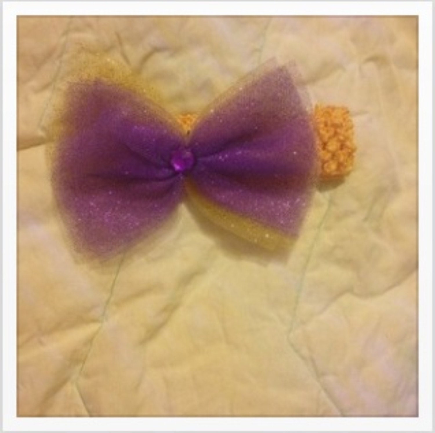 Boutique Baby Girl polo Hairbow on a Crochet Headband