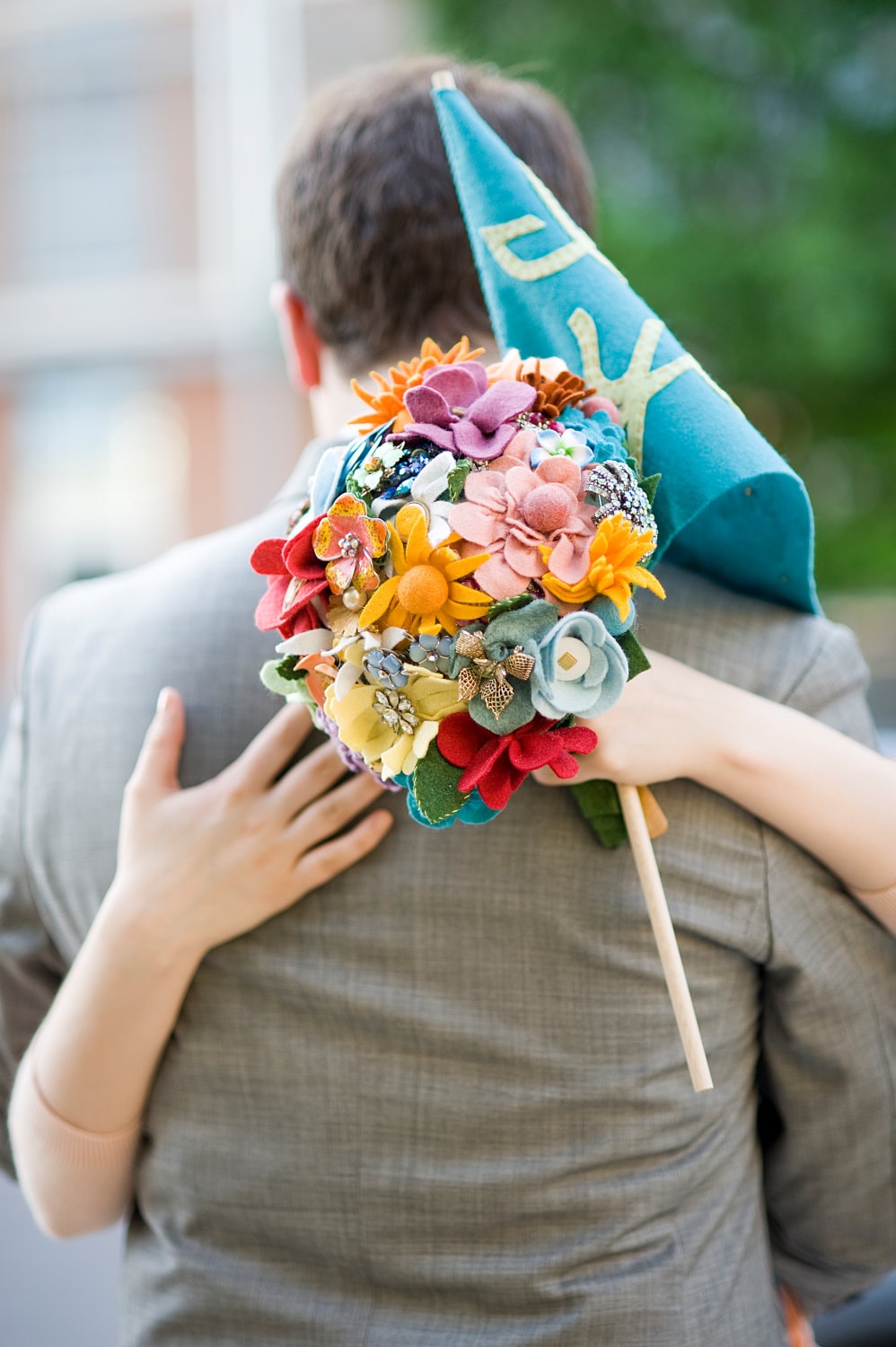 Custom Felt Flower & Brooches Wedding Bouquet