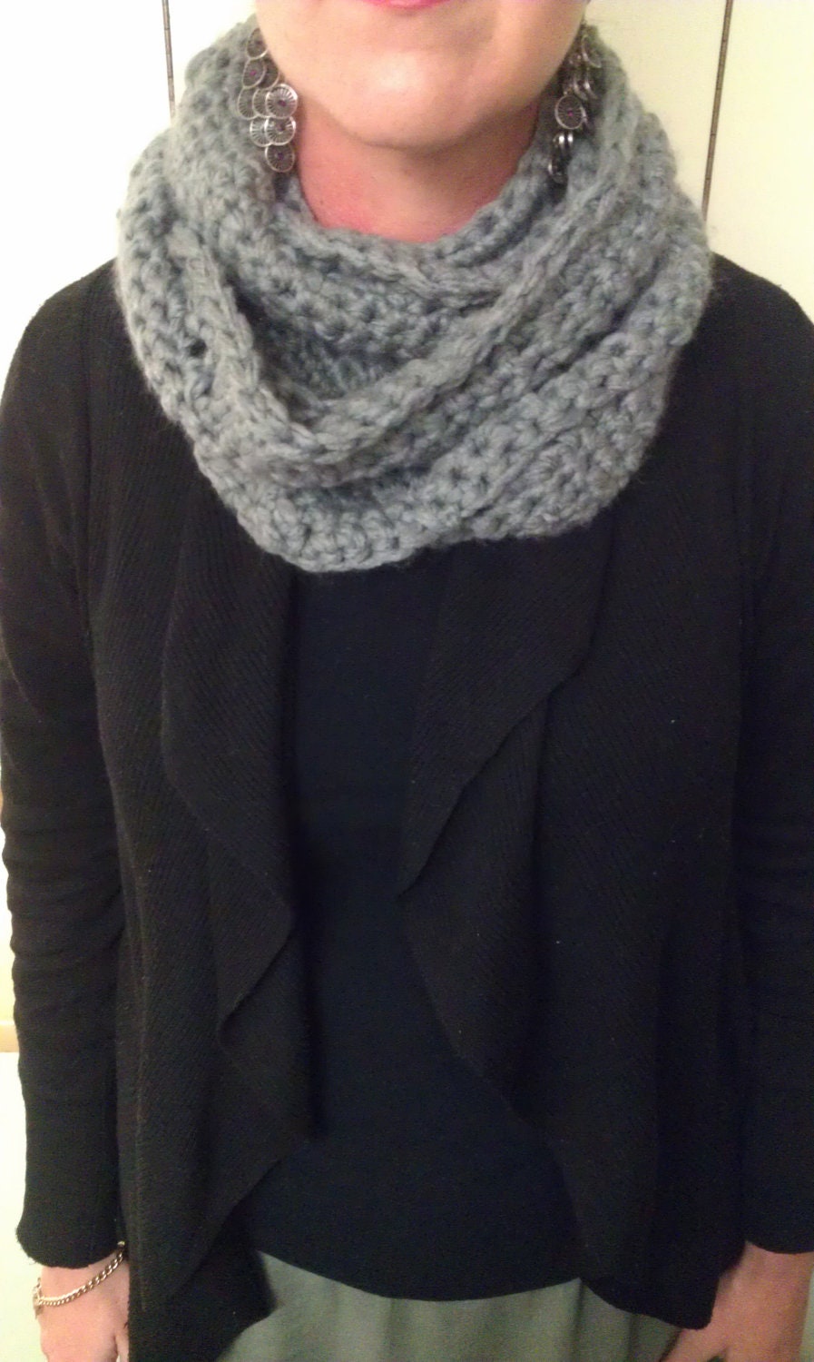 Infinity Scarf Cowl in Soft Grey Super Soft  and Warm