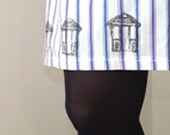 Stripy Blue 'Stick of Rock' cotton printed skirt, Ethical Fashion.