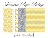Yellow and Grey Dahlia Printable Decorative Paper Package