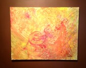 ORIGINAL ABSTRACT PAINTING. Zeus and the Serpent. Handmade modern art for your wall. Gouache on canvas. Bold colors, details, movement.
