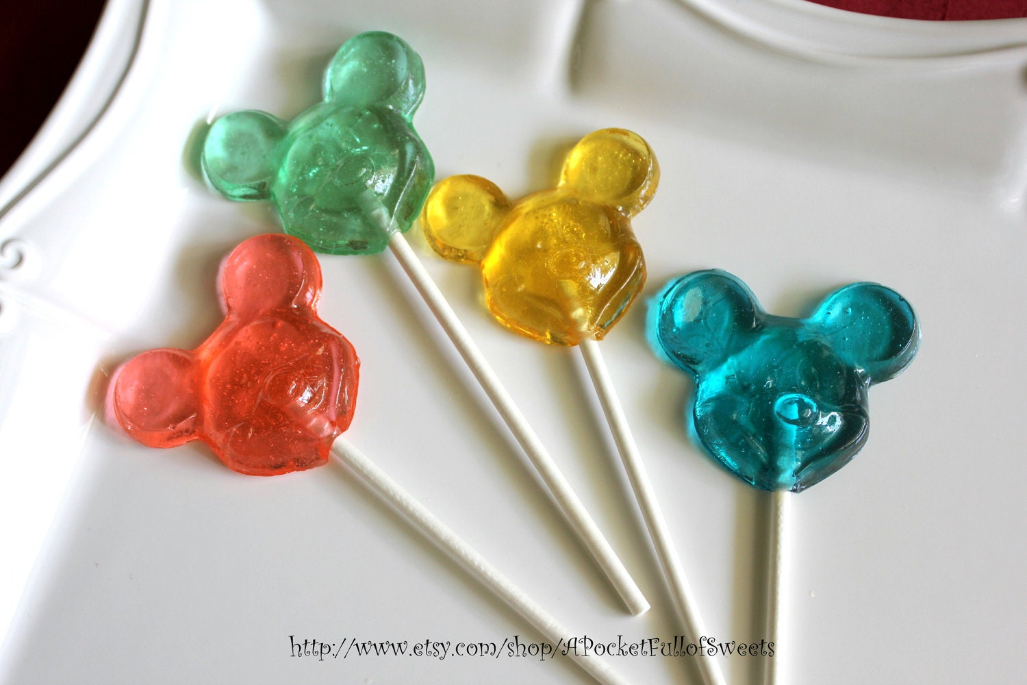 MICKEY MOUSE Birthday Party Favors Barley Sugar Hard Candy Lollipops Suckers Gifts