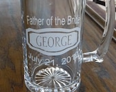 2 Father of the Bride, Father of the Groom PERSONALIZED Gifts -  Name, Title, Date - Father Beer Mugs, Dad Beer Mugs, Wedding Mug