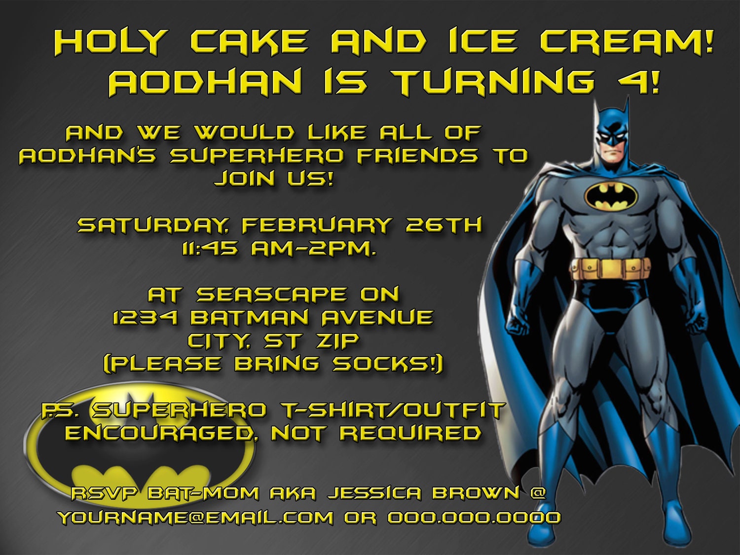 Batman Birthday Invitation Wording