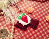 Deco Chocolate Bar Kawaii Cute Cell phone Charm / Strap with Strawberry