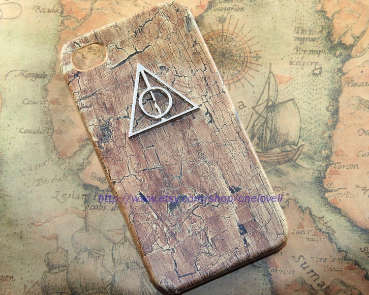 Deathly Hallows Harry Potter PU wood color leather case for iPhone 4 Case, iPhone 4s Case, iPhone 4 Hard Case - OneLoveLi