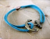 Teal suede anchor bracelet
