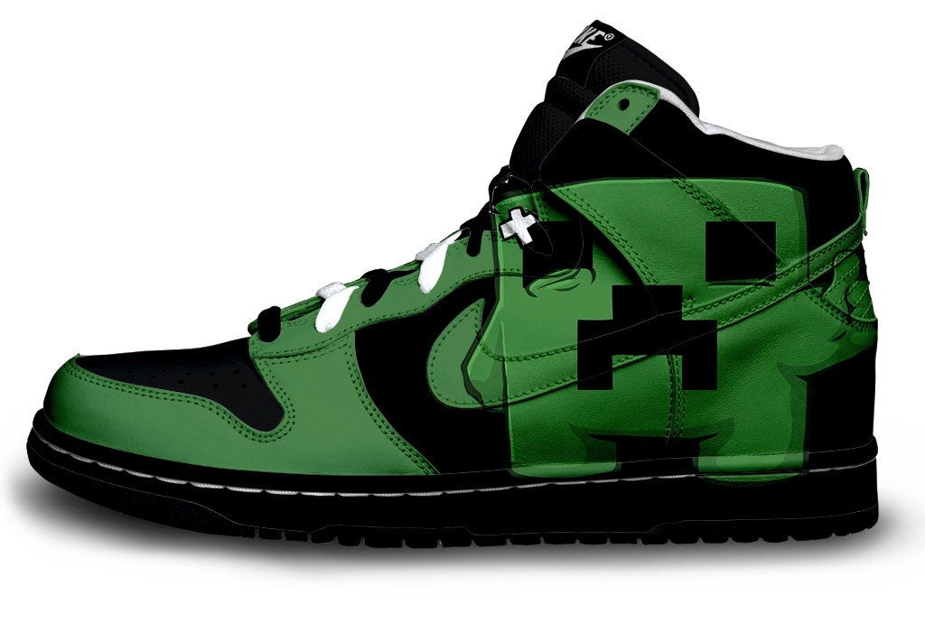 NEW Creeper/Meat boy Parody Nike Dunks