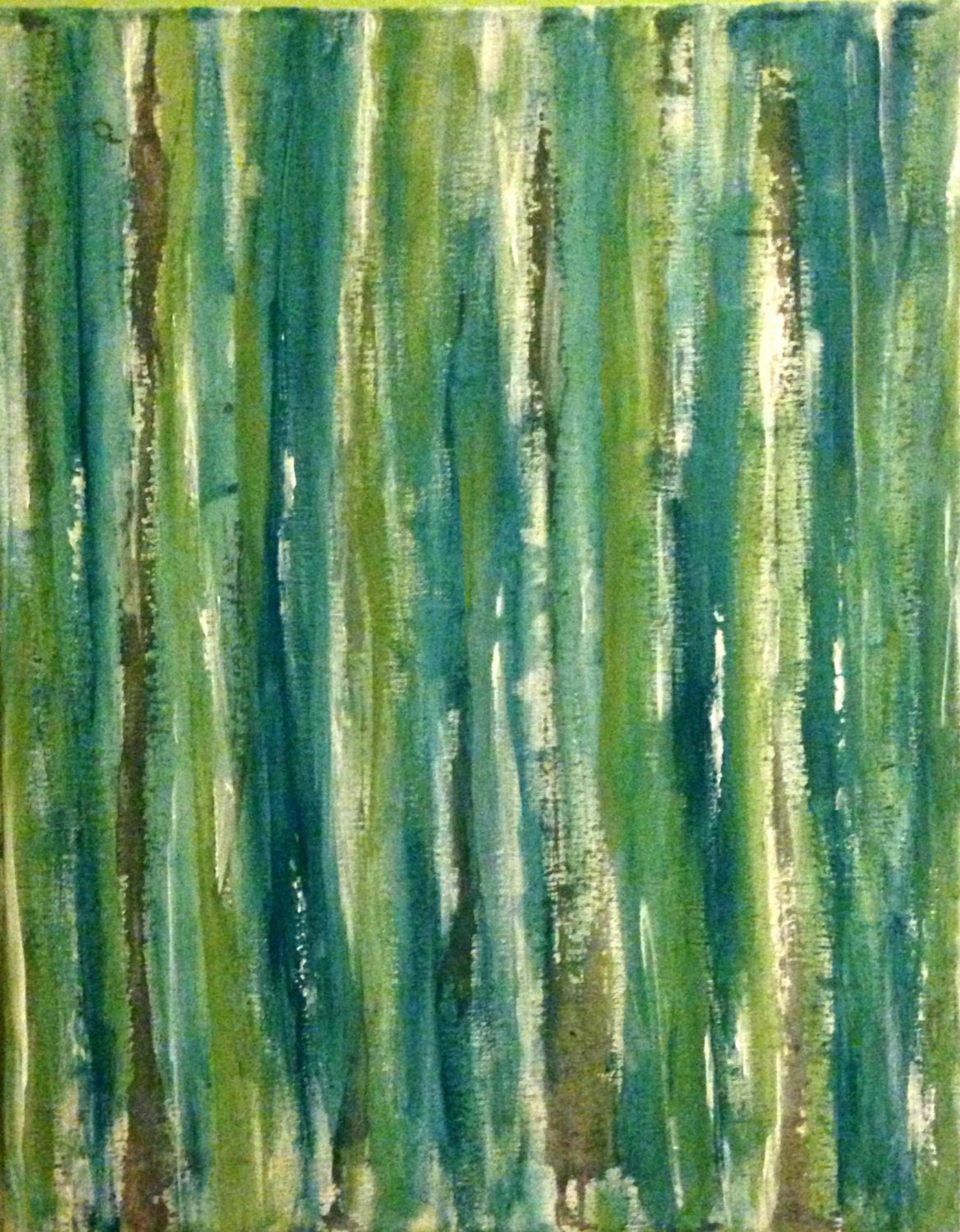 Landscape Original Abstract Acrylic Painting Art "Falling Rain" -10% CHARITY-Contemporary chic modern grey blue