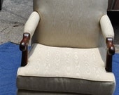 Antique Estate White Queen Anne Style Formal Lounge Chair Armchair