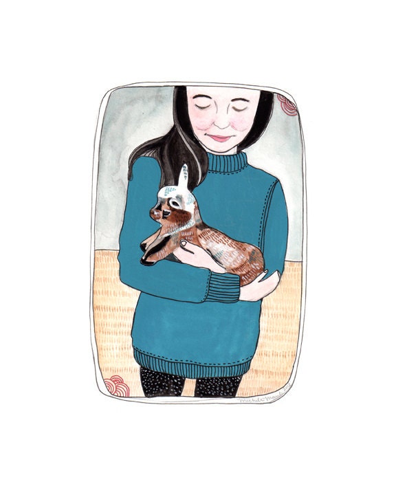 Art illustration Baby Goat Portrait  8x10 - Little Goat Friend
