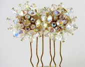 Gold Head Piece Rhinestone Hair Comb Wedding Hairpiece Bridal Headpiece Accessories AB Crystal