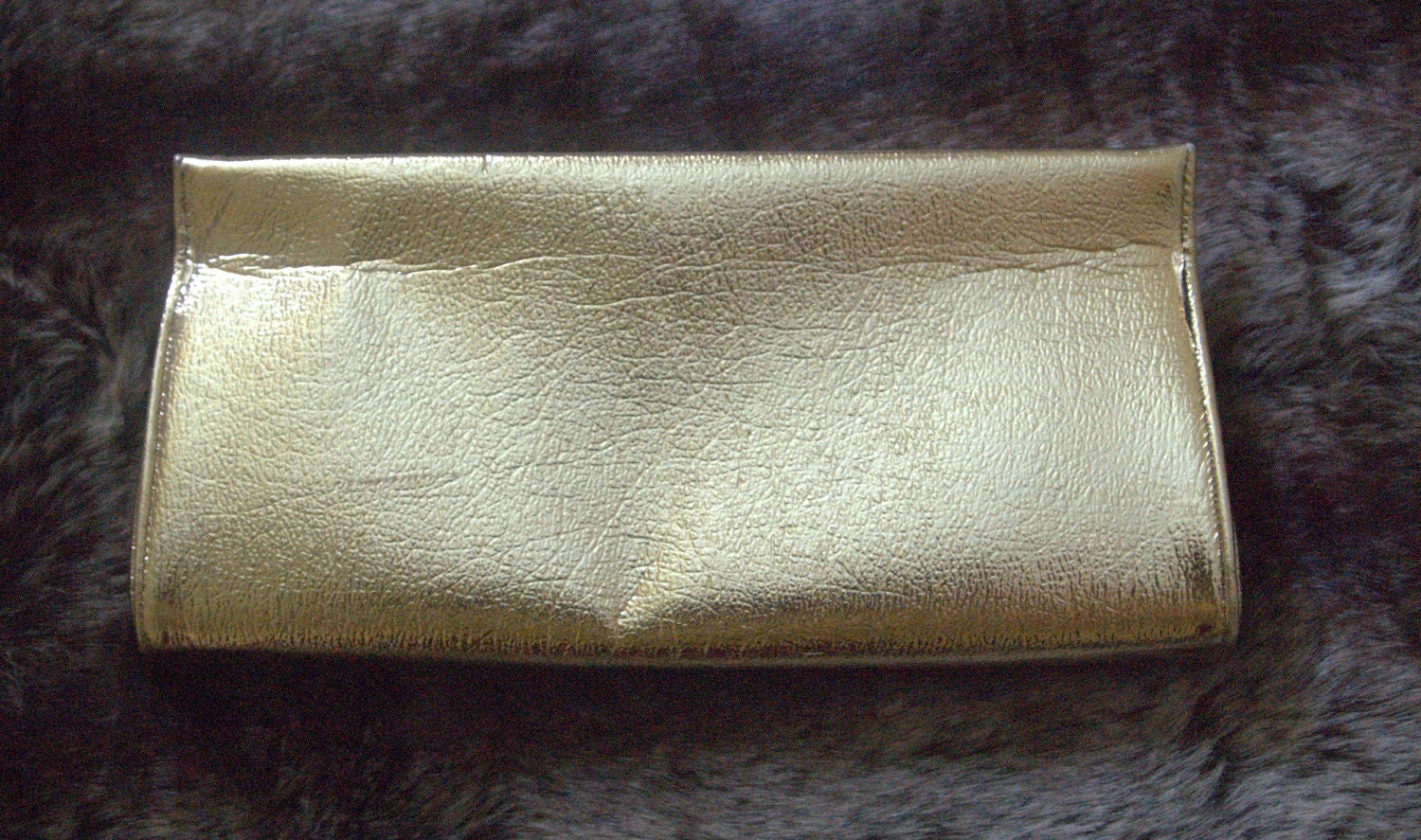 Goldtone 1980s Faux Leather/Vegan Clutch Purse by Jerome