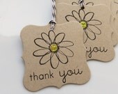 Thank You Tags Glitter Daisy - Set of 6 - Custom Colors Available - Bridal Shower Thank You Tags Baby Shower Favor Tags Il_170x135