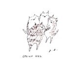 Group Hug -Ink Drawing- Cat Print