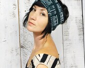 Giza Turban - Peacock - Earwarmer Turban Headband Scarf - Modern Hand Printed Jersey by Bark Decor