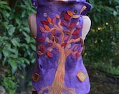 Felt Melted Autumn Leaf Tree Of Life High Collar Holey Pixie Pointed Vest OOAK