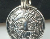 Mayan Ancient Serpent Pendant - Fine Silver with Round Leather Cord Necklace for a Man or a Woman