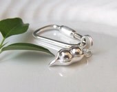 Pea Pod Key Ring, Two Peas in a Pod, Silver Key Fob, Large, Hand crafted Fine Silver