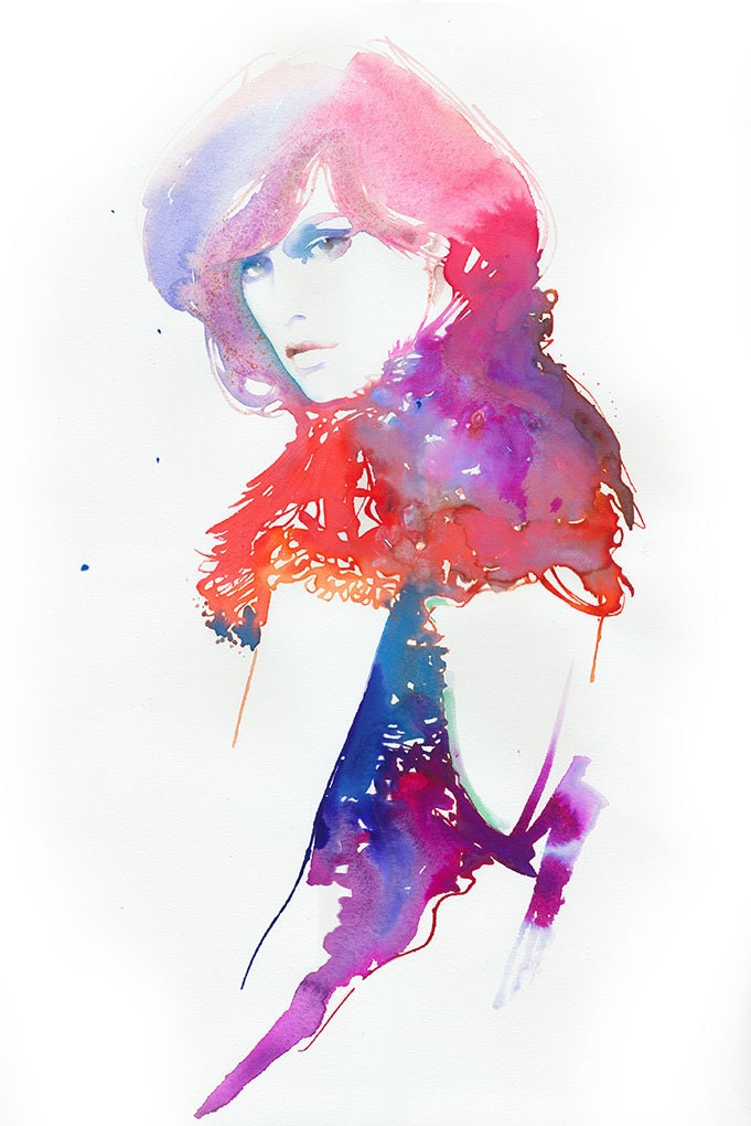 Print of Watercolour Painting, Fashion Illustration. Titled: Milla
