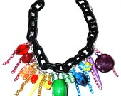 Chunky Rainbow Bead and Chain Necklace