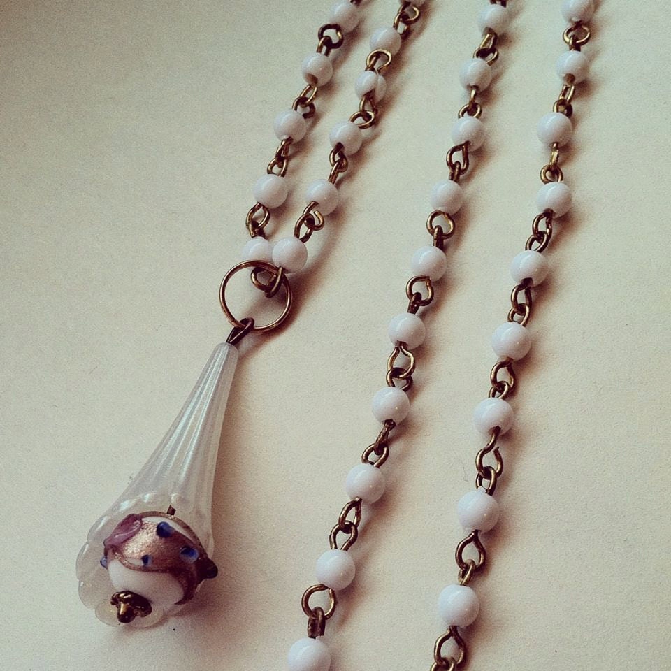White Wedding Bell Necklace