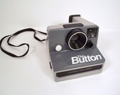 Vintage Polaroid The Button Land Camera in Gray with Original Box and Flash Bar uses SX-70 Film Awesome Condition