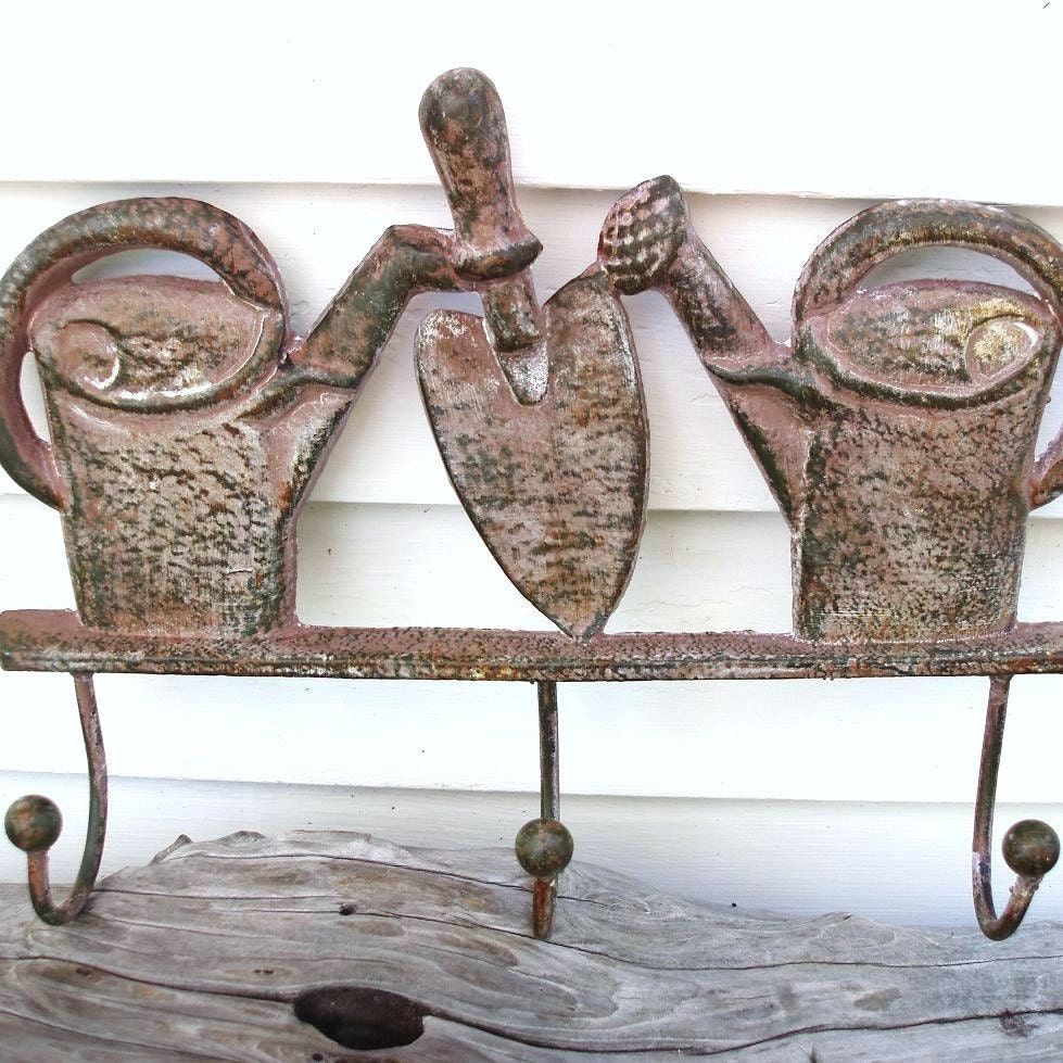 Industrial Decor Garden Tool Art  Coat Hook Rack Ornamental Iron Cast Iron
