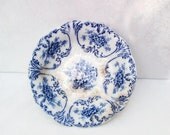 Blue White Bowl, Antique Flow Blue, Cobalt Blue Pottery, Serving Dish, Vegetable Bowl