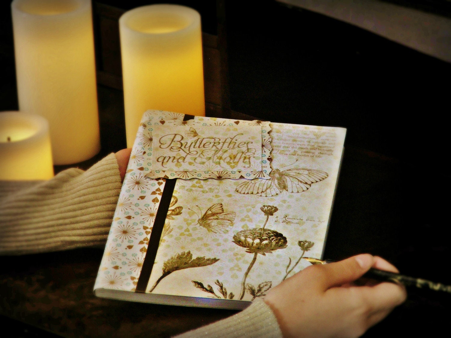 Free Shipping in U.S Notebook Journal Altered Journal Vintage Journal Vintage Inspired Altered Art Journals Butterflies