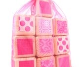 Wood Baby Blocks. Baby Shower Decoration for Girls. Wood toy. Pink nursery. Hot pink. Numbers. PERSONALIZED GIFT