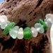 Hawaiian Kauai Emerald Green, Aqua Blue, & Clear Beach Glass on India Leather Cord Bracelet